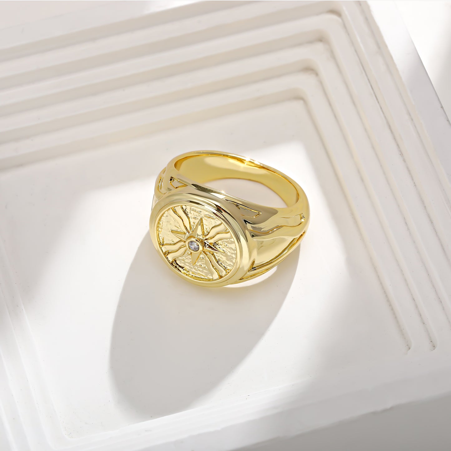 Close-up of an Assyrian ring featuring intricate engravings and unique craftsmanship