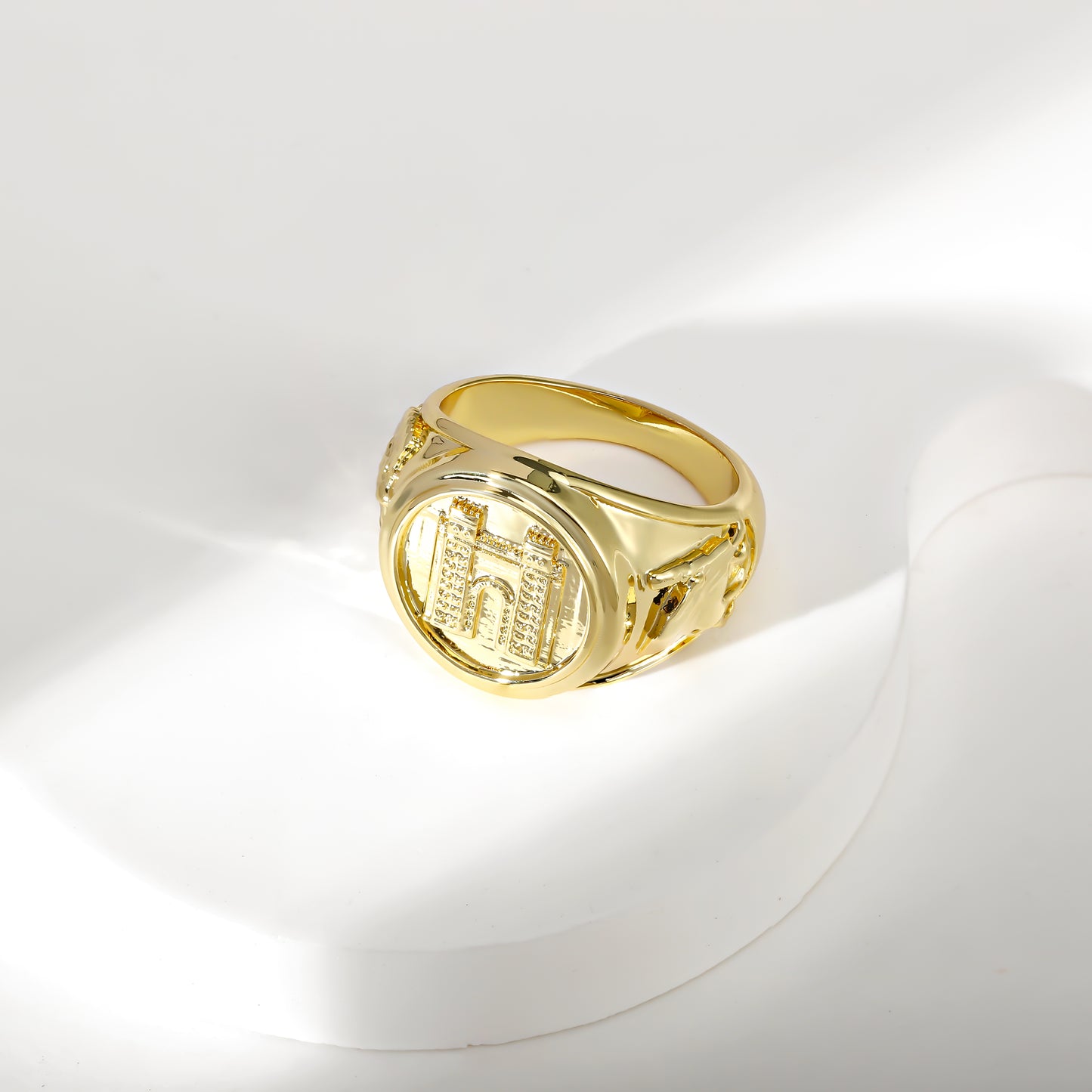 Assyrian Gates of Ishtar ring with intricate designs representing Mesopotamian culture.