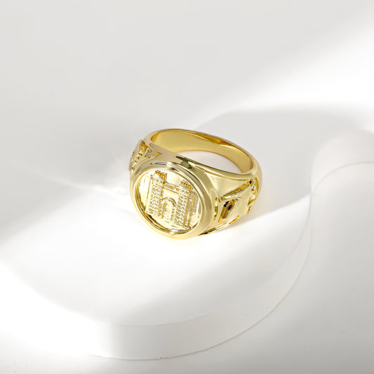 Assyrian Gates of Ishtar ring with intricate designs representing Mesopotamian culture.